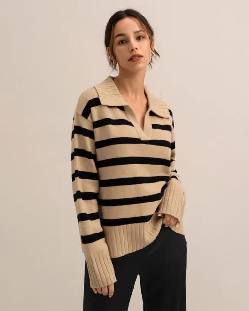 Lilysilk 100 Cashmere Striped Sweater For Women Gilly Stripe Sweater Women Knitwear