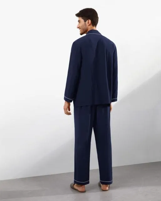 Lilysilk 18 Momme Silk Pajamas Set With Lapel Collar Men Pajamas