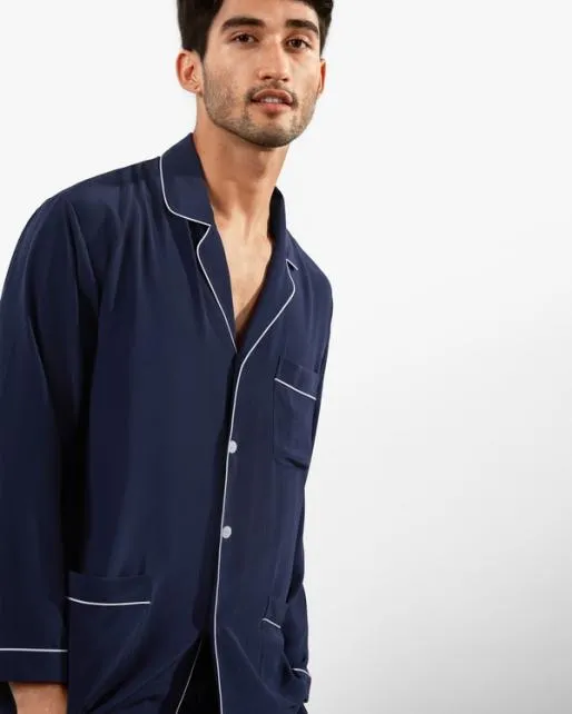 Lilysilk 18 Momme Silk Pajamas Set With Lapel Collar Men Pajamas