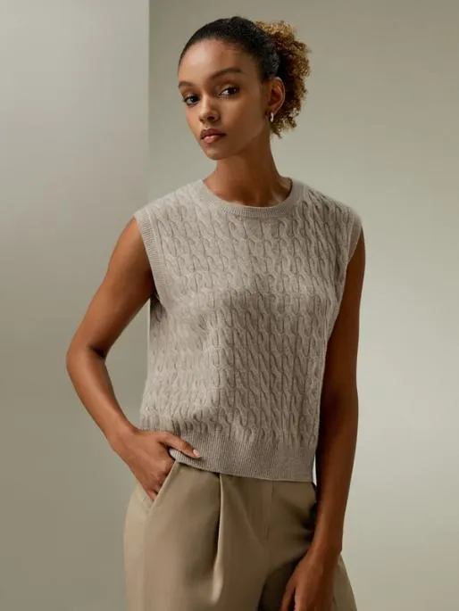 Lilysilk Baby Cashmere Round Neck Sleeveless Vest Women Knitwear