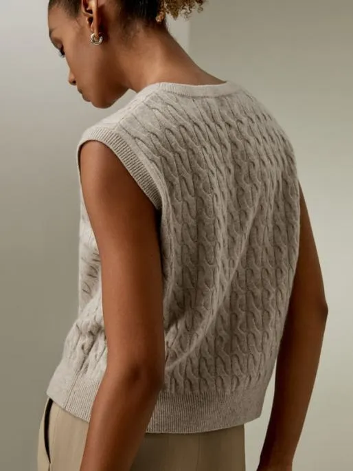 Lilysilk Baby Cashmere Round Neck Sleeveless Vest Women Knitwear