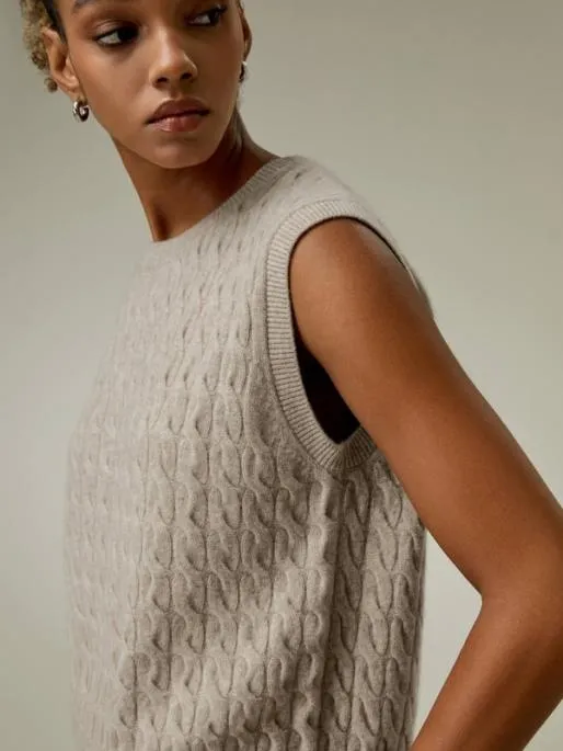 Lilysilk Baby Cashmere Round Neck Sleeveless Vest Women Knitwear