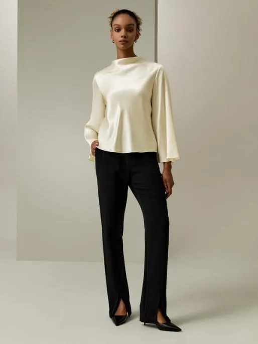 Lilysilk Bell Sleeves Minimalist Silk Top Women Blouses Shirts