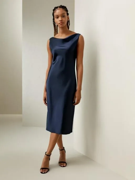 Lilysilk Cowl Neck Midi Silk Dress 8211 Elegant And Luxurious For Work And Party Women Jumpsuits Dresses