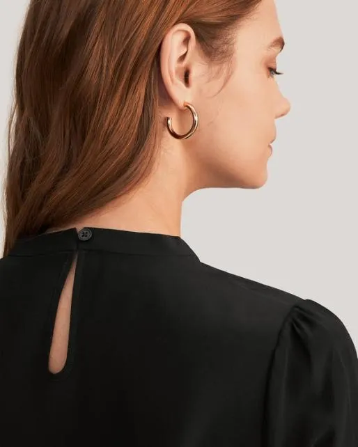 Lilysilk Elegant Casual Silk Tee With Rib Cuff Women Tops