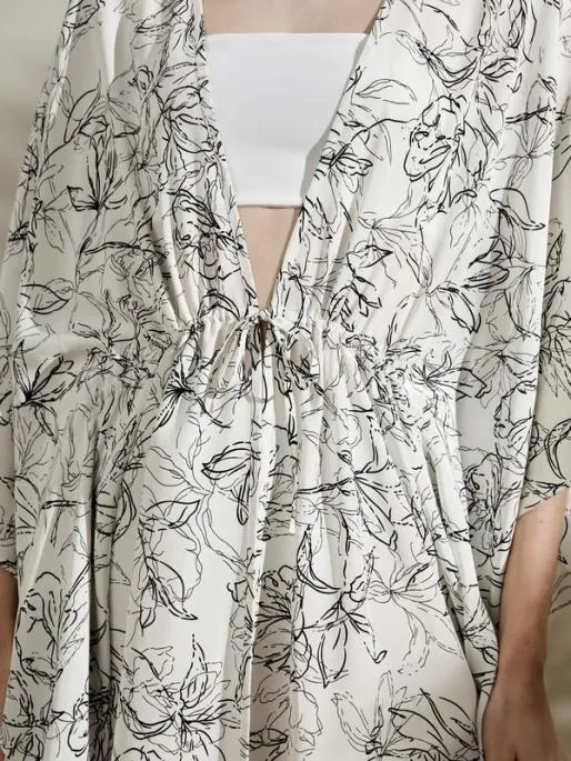 Lilysilk Floral Pattern ThreeQuarter Sleeve Silk Cardigan 100 Silk Women Tops
