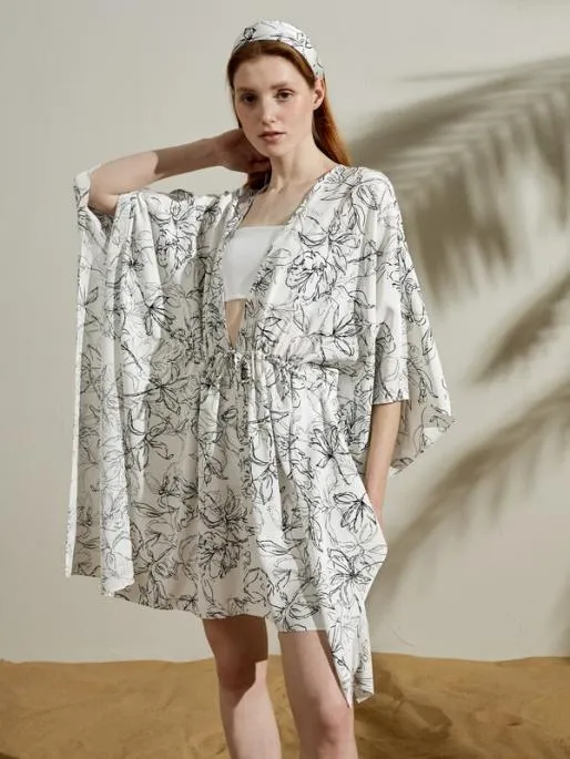 Lilysilk Floral Pattern ThreeQuarter Sleeve Silk Cardigan 100 Silk Women Tops