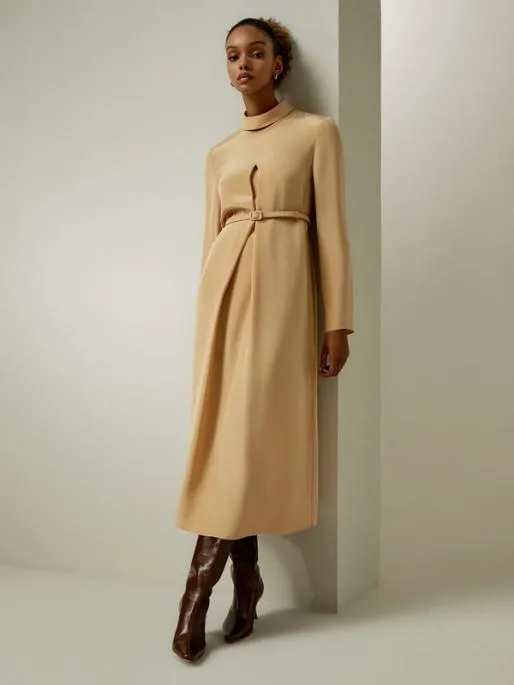 Lilysilk Graceful Yellow Silk ALine Midi Dress For Women Women Jumpsuits Dresses