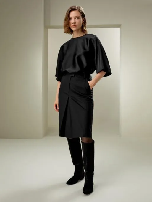 Lilysilk Machine Washable ALine Wool Silk Blend Skirt Women Bottoms