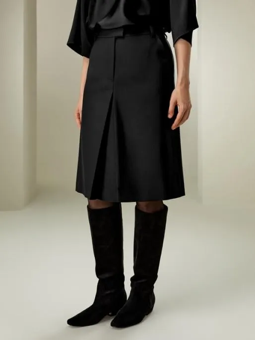 Lilysilk Machine Washable ALine Wool Silk Blend Skirt Women Bottoms