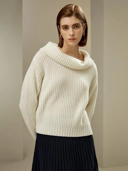 Lilysilk Merino Wool Cashmere Cowl Neck Sweater Women Knitwear