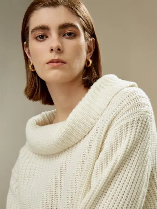 Lilysilk Merino Wool Cashmere Cowl Neck Sweater Women Knitwear