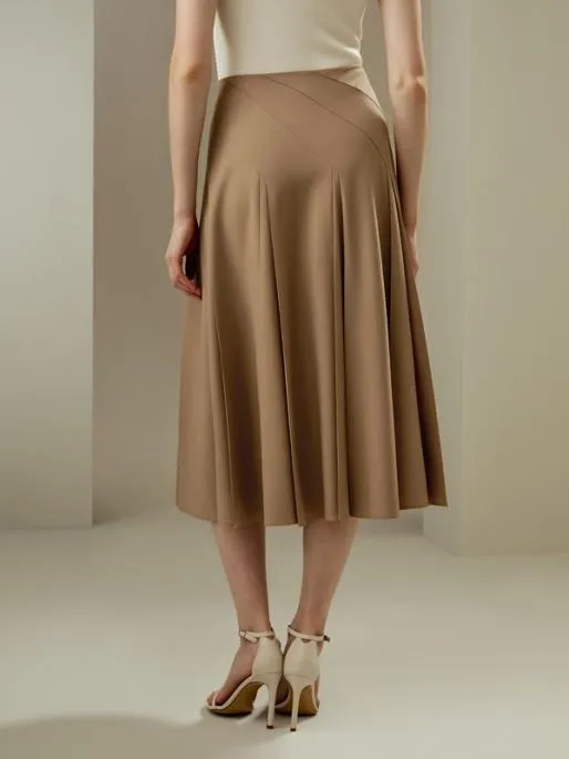 Lilysilk Merino Wool Pleated Midi Skirt Women Knitwear