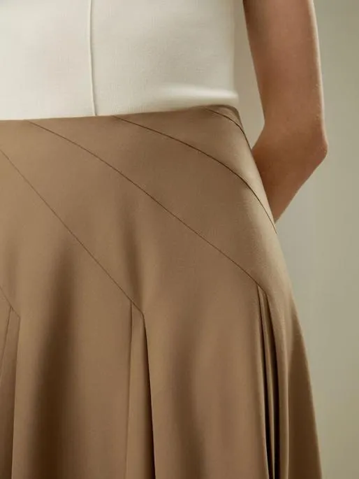 Lilysilk Merino Wool Pleated Midi Skirt Women Knitwear
