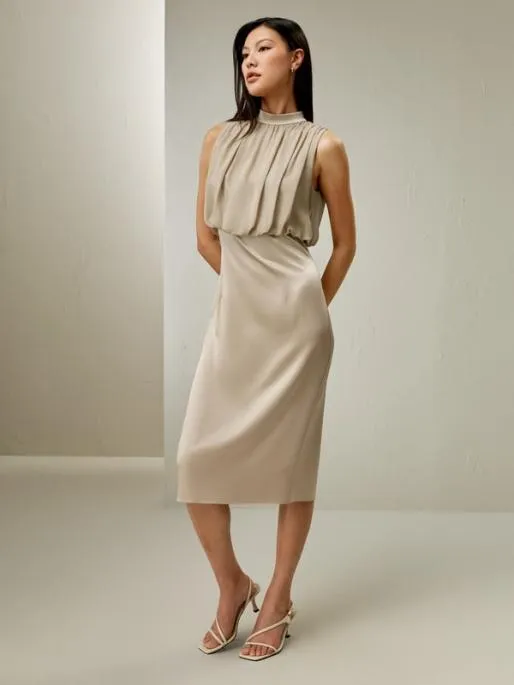Lilysilk Pleated Sleeveless Midi Silk Dress Women Jumpsuits Dresses