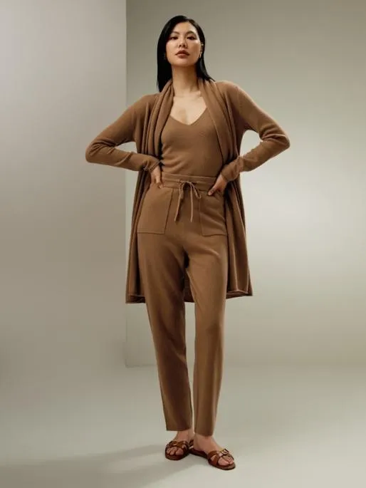 Lilysilk Premium Knit Cashmere Tapered Pants Women Knitwear