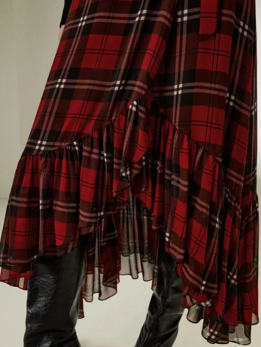 Lilysilk Ruffled Georgette Wrap Dress Women Bottoms