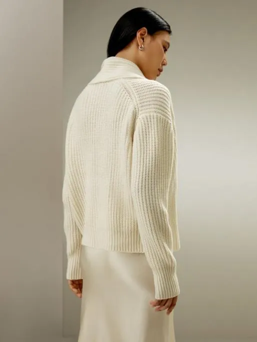 Lilysilk Shawl Collar Drop Shoulder Knit Cardigan Women Knitwear