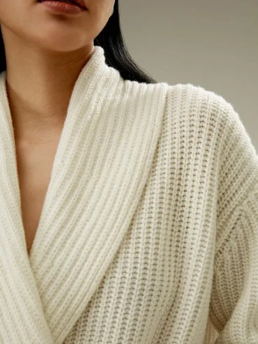 Lilysilk Shawl Collar Drop Shoulder Knit Cardigan Women Knitwear