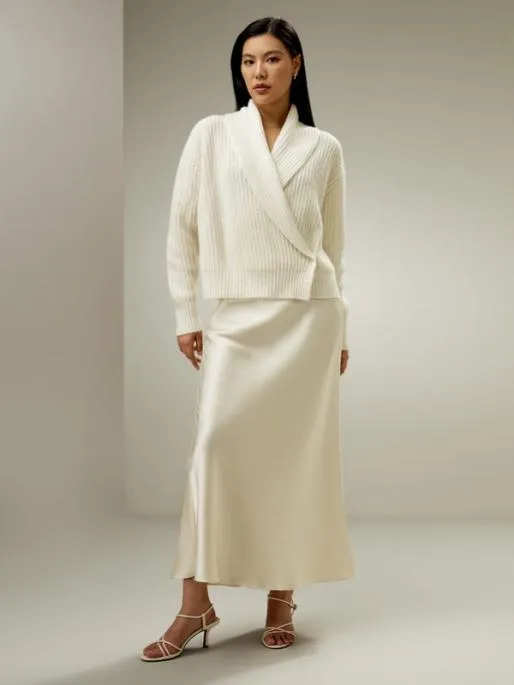 Lilysilk Shawl Collar Drop Shoulder Knit Cardigan Women Knitwear