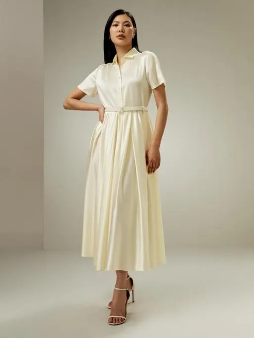Lilysilk Short Sleeve Silk Shirt Dress With Belt Women Jumpsuits Dresses