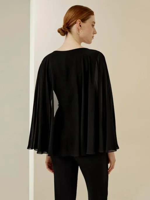 Lilysilk Slim Fit Silk CapeStyle Blouse Women Blouses Shirts