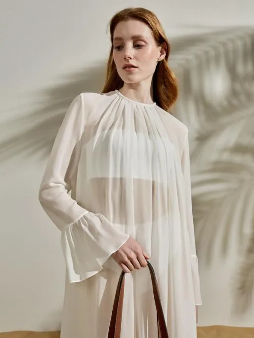 Lilysilk The Crewneck Silk Dress 100 Mulberry Silk Relaxed Fit Long Sleeve Dress Women Jumpsuits Dresses