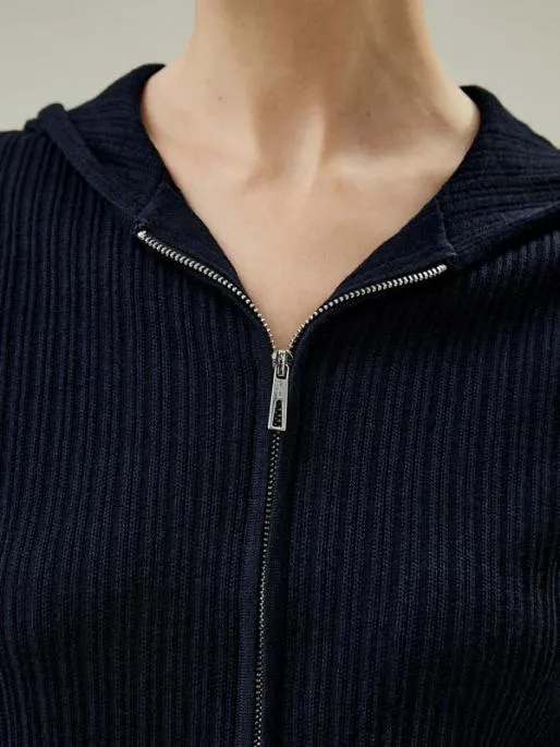 Lilysilk The Oasis Knitted Hoodie Double Zipper Wool Silk Blend Sweater Hoodie Women Knitwear