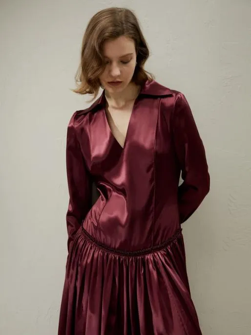 Lilysilk Villemajou Pleated Silk Maxi Shirt Dress Women Jumpsuits Dresses