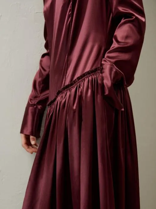 Lilysilk Villemajou Pleated Silk Maxi Shirt Dress Women Jumpsuits Dresses