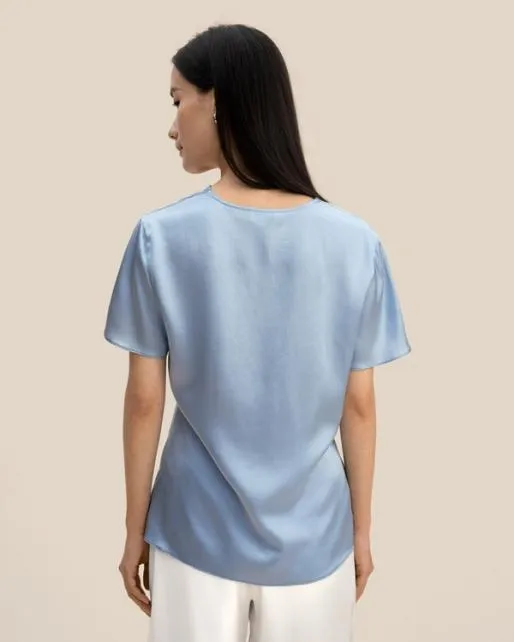 Lilysilk Womenx27s Puli Silk Top With Cowl Neck Short Sleeve Style Women Essentials