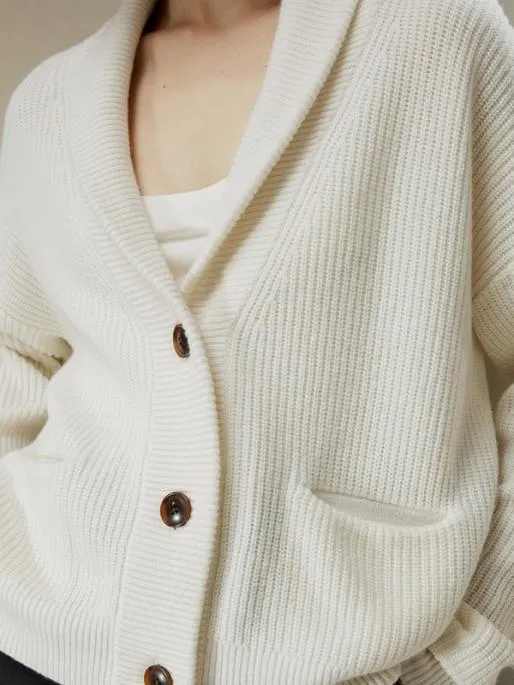 Lilysilk WoolCashmere Blend Shawl Collar Cardigan Women Knitwear