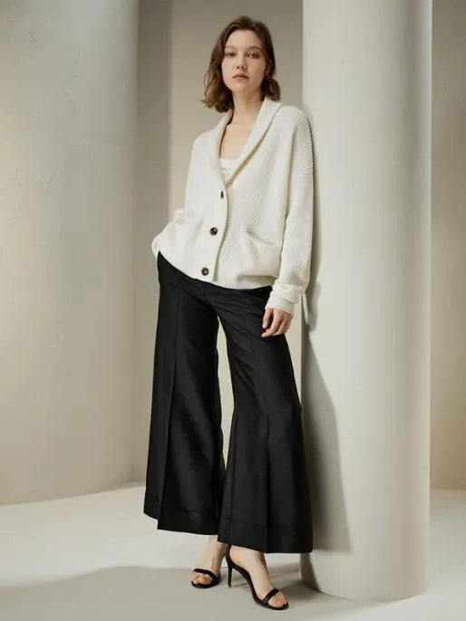 Lilysilk WoolCashmere Blend Shawl Collar Cardigan Women Knitwear