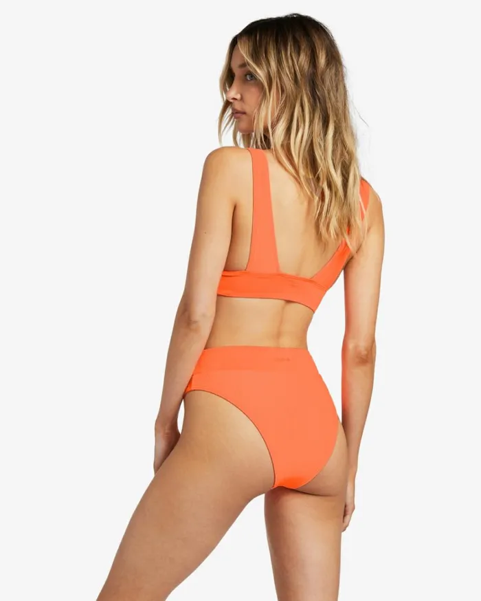 Lined Up Remi Plunge Triangle Bikini Top Poppin Peach Women Billabong Bikinis