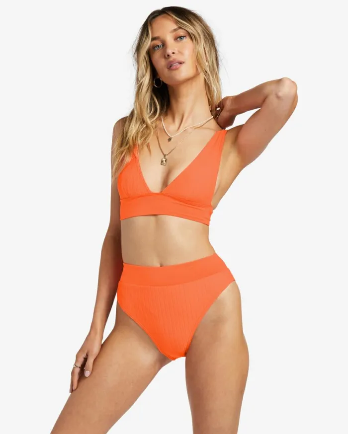 Lined Up Rise Bikini Bottoms Poppin Peach Women Billabong Bikinis