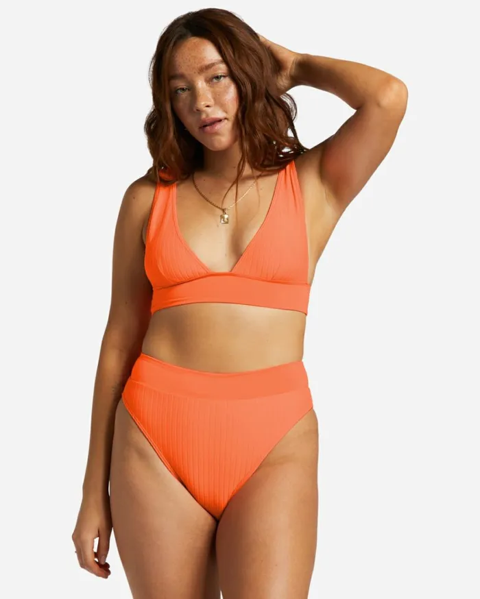 Lined Up Rise Bikini Bottoms Poppin Peach Women Billabong Bikinis