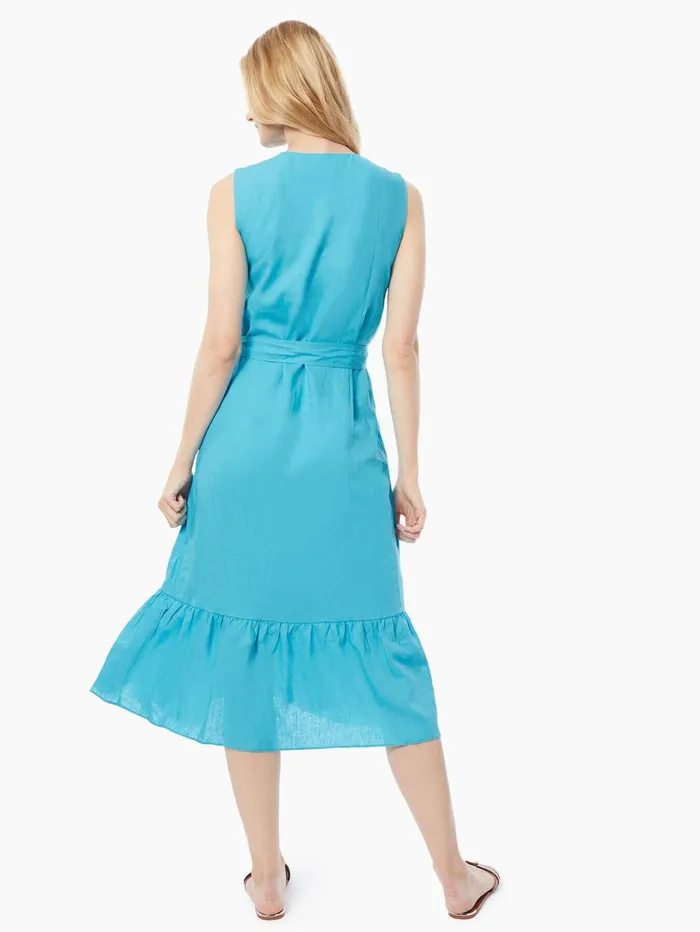 LinenBlend Flounce Hem Utility Midi Dress Women Jones New York Sale LinenBlend Flounce Hem Utility Midi Dress Women Jones New York Sale