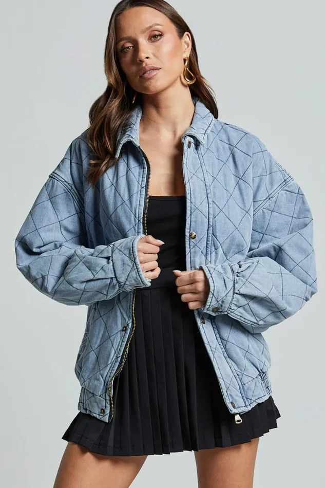Lioness 8211 Kenny Bomber In Light Denim Women Showpo Jackets and Coats