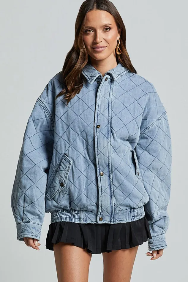 Lioness 8211 Kenny Bomber In Light Denim Women Showpo Jackets and Coats