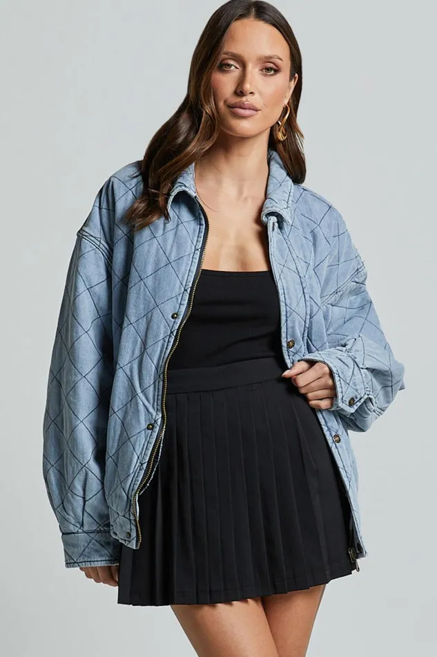 Lioness 8211 Kenny Bomber In Light Denim Women Showpo Jackets and Coats