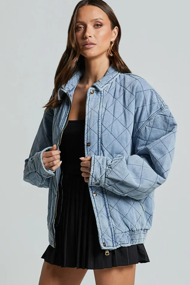 Lioness 8211 Kenny Bomber In Light Denim Women Showpo Jackets and Coats