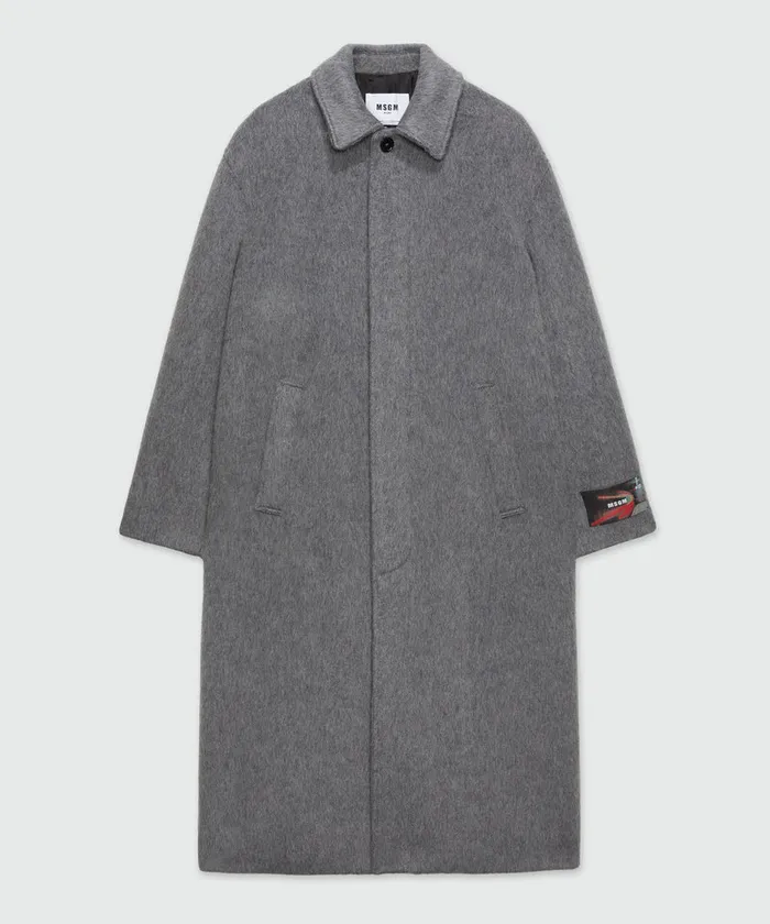 Long Gray Wool Blend Coat Men MSGM Jackets Coats And Blazers