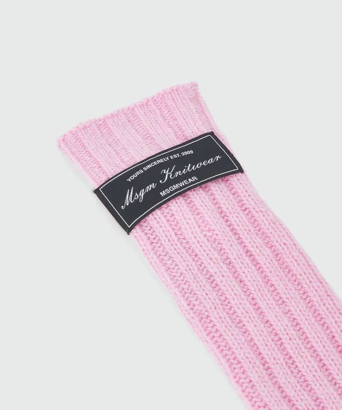 Long Pink Ribbed Woolen Gloves Women MSGM Hats Scarves And Gloves