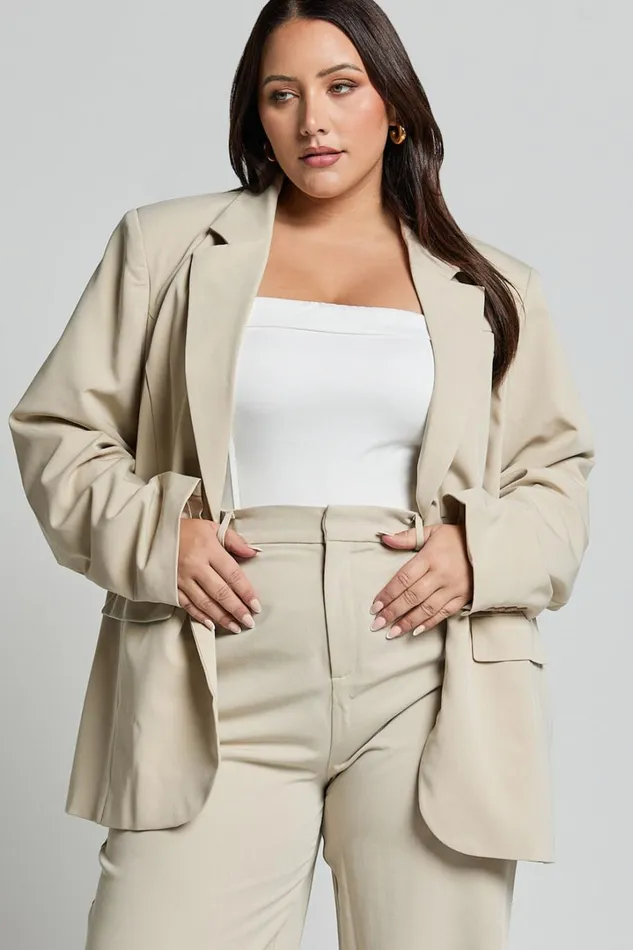 Lorcan Blazer 8211 Oversized Boyfriend Fit Blazer In Stone Women Showpo Blazers