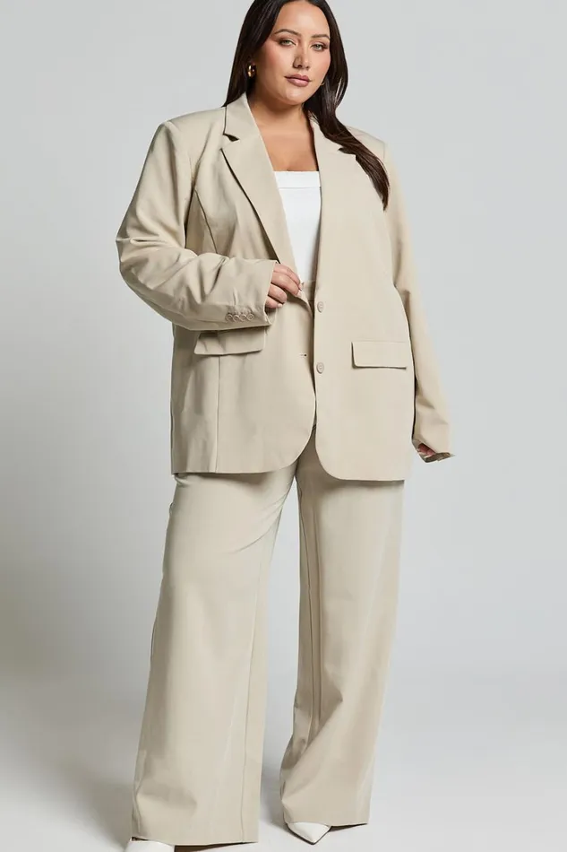 Lorcan Blazer 8211 Oversized Boyfriend Fit Blazer In Stone Women Showpo Blazers