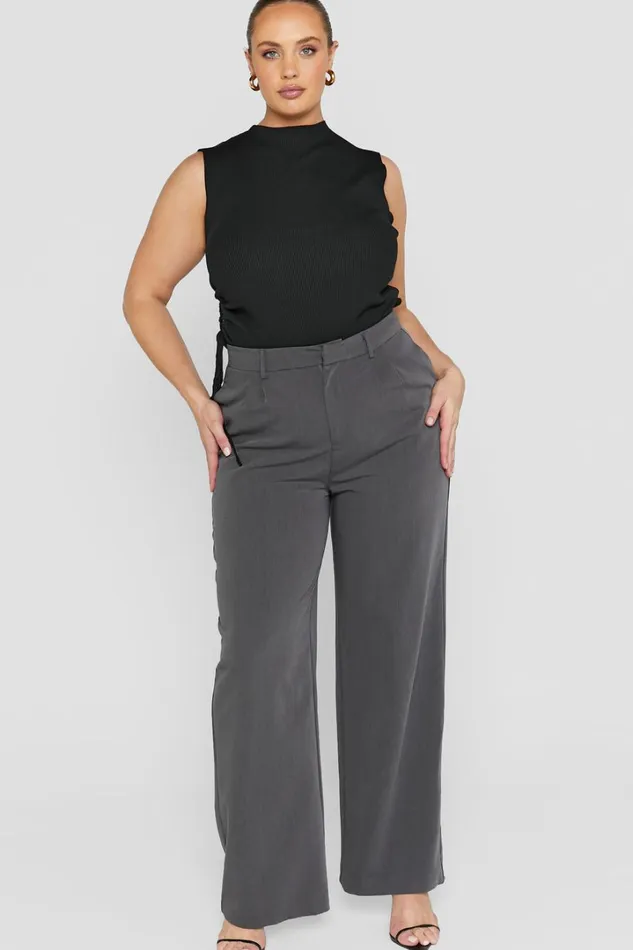 Lorcan Pants 8211 High Waisted Tailored Pants In Charcoal Women Showpo Pants