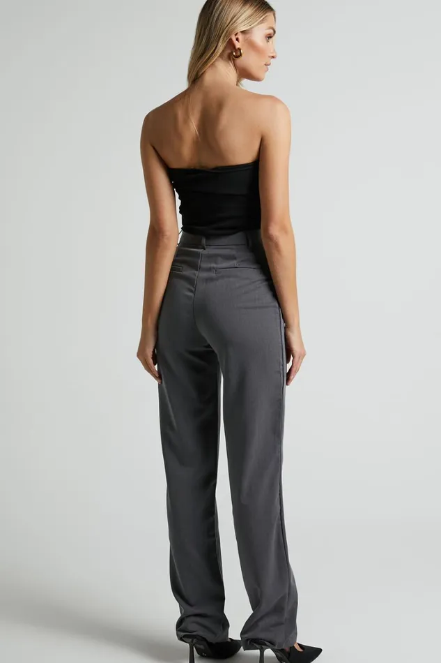 Lorcan Pants 8211 High Waisted Tailored Pants In Charcoal Women Showpo Pants