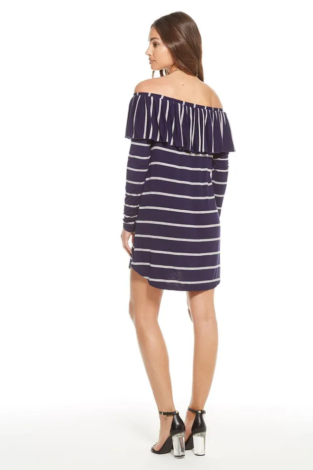 Loungewear Chaser Brand Womens COOL JERSEY LS SHIRRED OFF SHOULDER SHIRTTAIL MINI DRESS