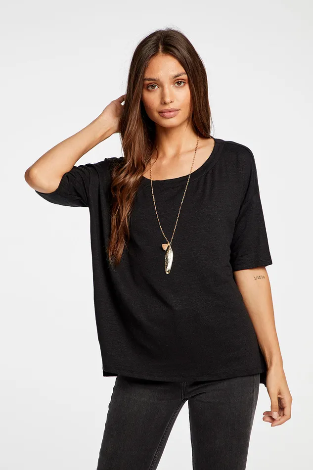 Loungewear Chaser Brand Womens Linen Jersey Cropped Short Sleeve Boxy Hi Lo Tee Loungewear Chaser Brand Womens Linen Jersey Cropped Short Sleeve Boxy Hi Lo Tee