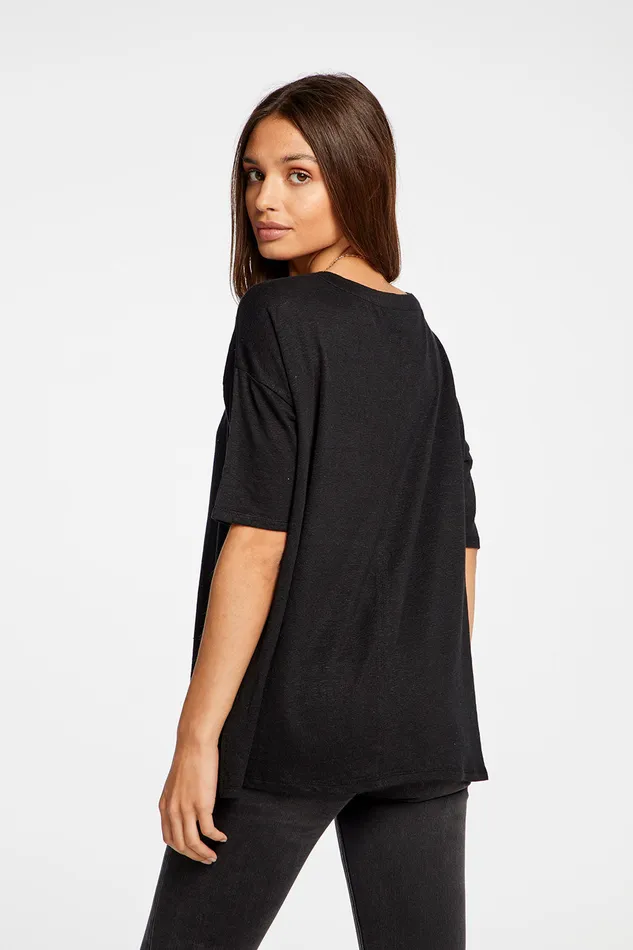 Loungewear Chaser Brand Womens Linen Jersey Cropped Short Sleeve Boxy Hi Lo Tee Loungewear Chaser Brand Womens Linen Jersey Cropped Short Sleeve Boxy Hi Lo Tee